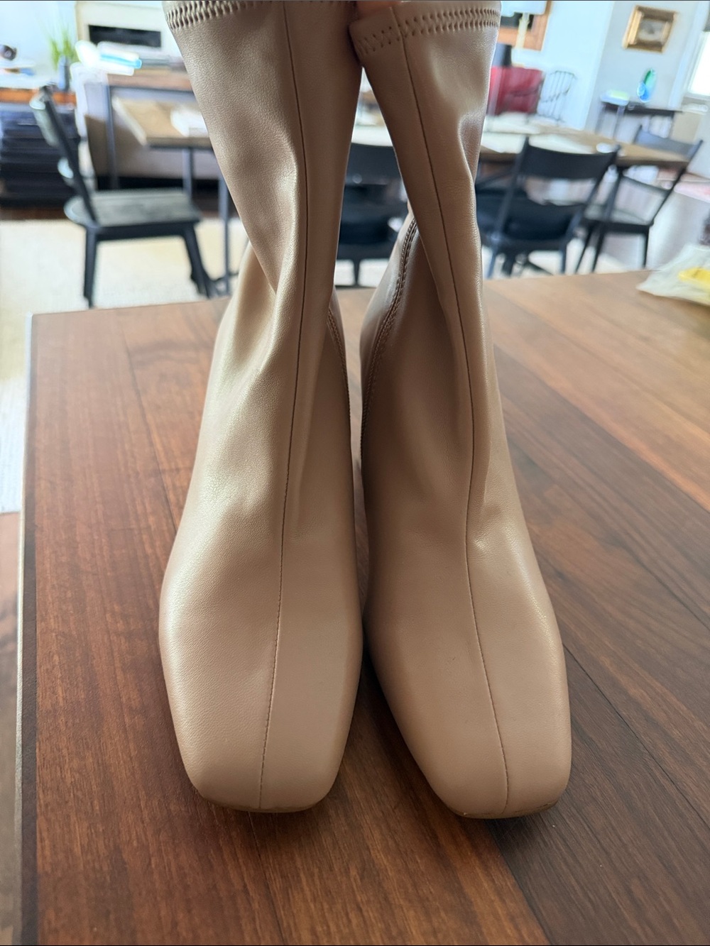 Steve Madden Neutral Beige Square-Toe Knee Boots